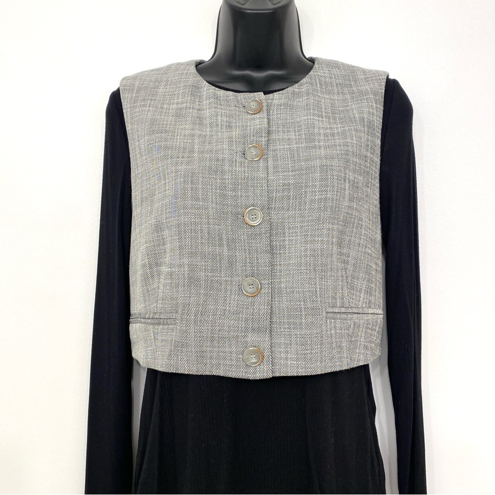 Via Bovio Made in Italy Grey Woven Cropped Tailored Vest, Size Small, NWT